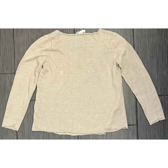 Eileen Fisher Women’s Beige Loose Knit Linen Sweater Size Petite Medium - Picture 3 of 4